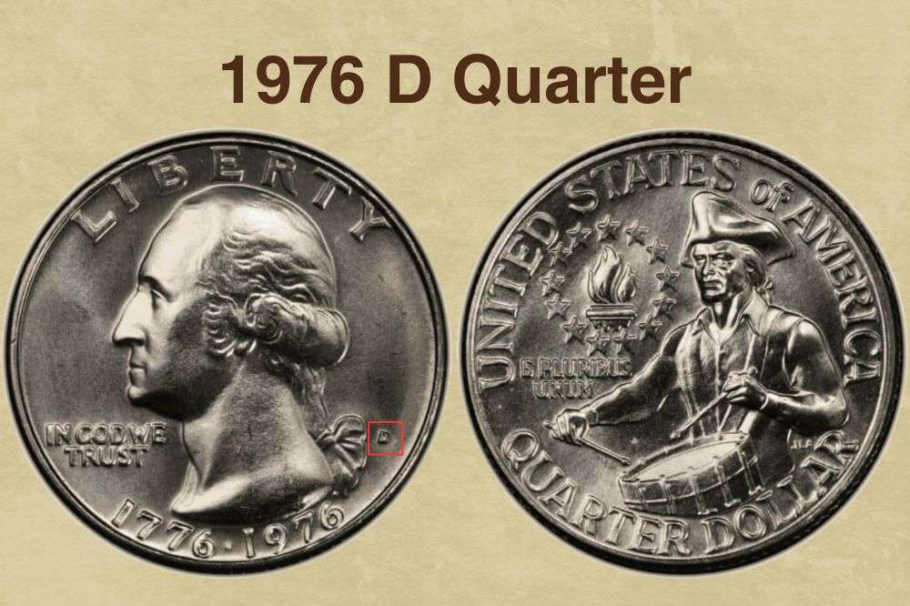 Obverse and reverse of the 1776-1976 D Denver Bicentennial Quarter Dollar